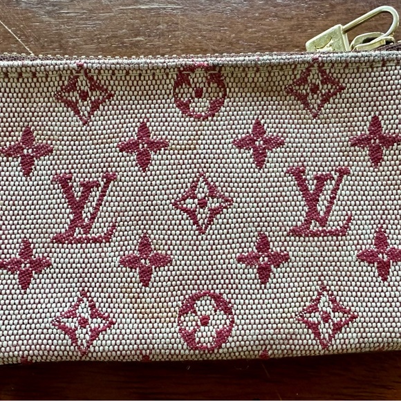 Vintage Louis Vuitton Keychain with leather trim.Red/Burgundy - Picture 4 of 6